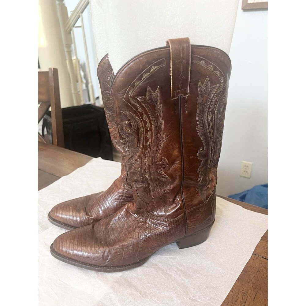 Dan Post Exotic Brown Lizard Leather Cowboy Western Boots sz 10.5 $399